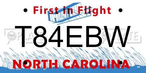 T84EBW North Carolina License Plate