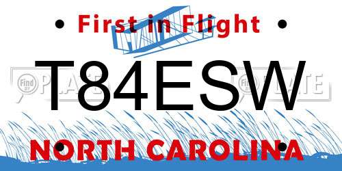 T84ESW North Carolina License Plate