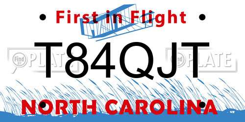 T84QJT North Carolina License Plate