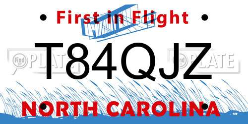 T84QJZ North Carolina License Plate