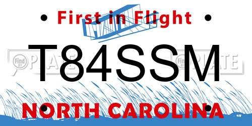 T84SSM North Carolina License Plate