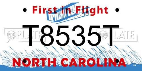 T8535T North Carolina License Plate