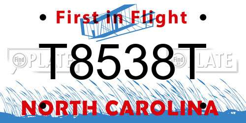 T8538T North Carolina License Plate