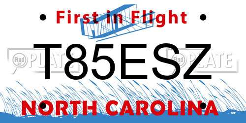 T85ESZ North Carolina License Plate
