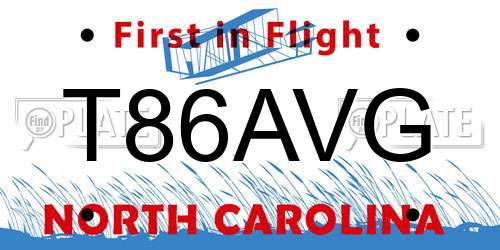 T86AVG North Carolina License Plate