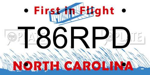 T86RPD North Carolina License Plate