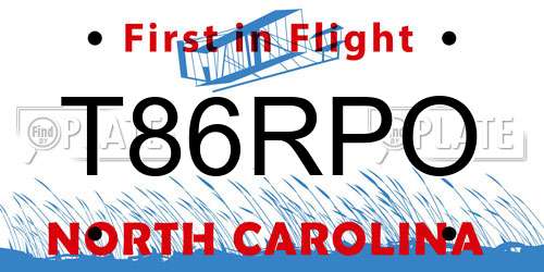 T86RPO North Carolina License Plate
