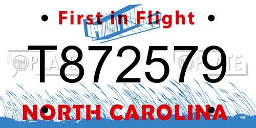 T872579 North Carolina License Plate