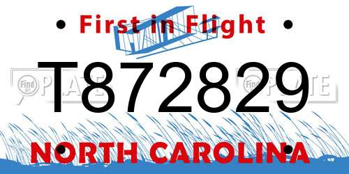T872829 North Carolina License Plate