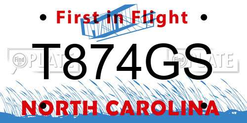 T874GS North Carolina License Plate