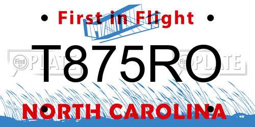 T875RO North Carolina License Plate