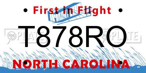 T878RO North Carolina License Plate