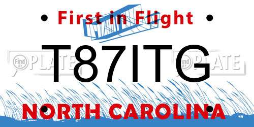 T87ITG North Carolina License Plate