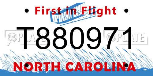 T880971 North Carolina License Plate