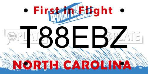 T88EBZ North Carolina License Plate