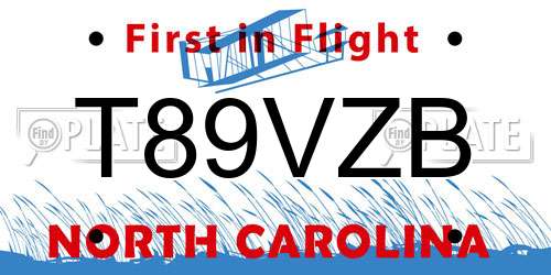 T89VZB North Carolina License Plate
