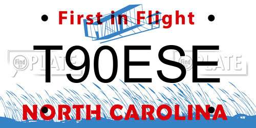 T90ESE North Carolina License Plate