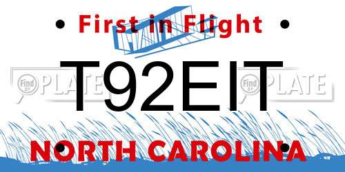 T92EIT North Carolina License Plate
