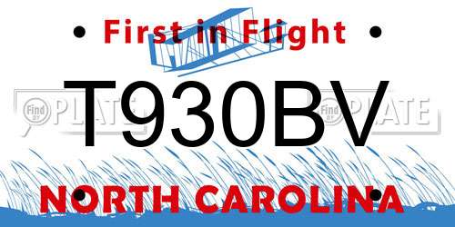 T930BV North Carolina License Plate
