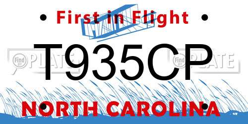 T935CP North Carolina License Plate
