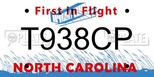 T938CP North Carolina License Plate