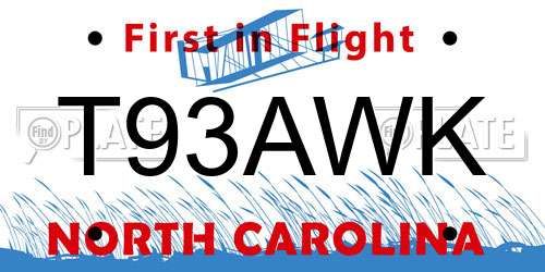 T93AWK North Carolina License Plate