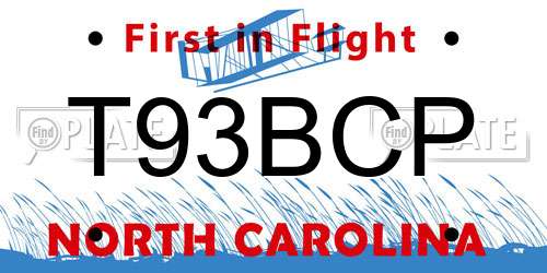 T93BCP North Carolina License Plate
