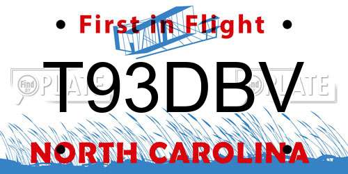 T93DBV North Carolina License Plate