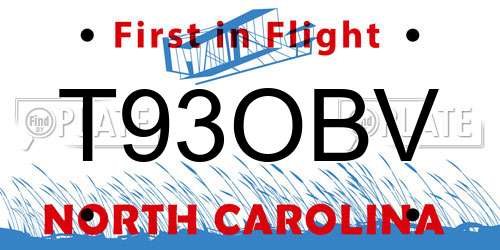 T93OBV North Carolina License Plate