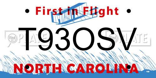 T93OSV North Carolina License Plate