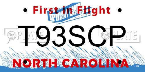 T93SCP North Carolina License Plate