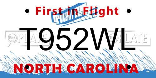 T952WL North Carolina License Plate