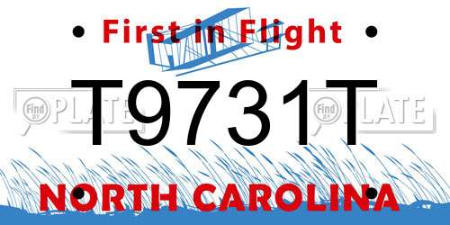 T9731T North Carolina License Plate