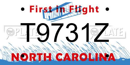 T9731Z North Carolina License Plate