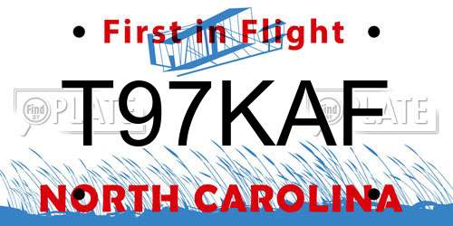 T97KAF North Carolina License Plate