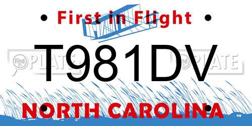 T981DV North Carolina License Plate