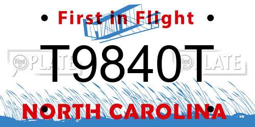 T9840T North Carolina License Plate