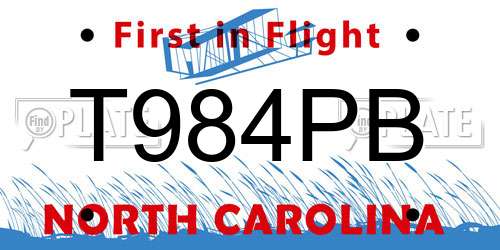 T984PB North Carolina License Plate