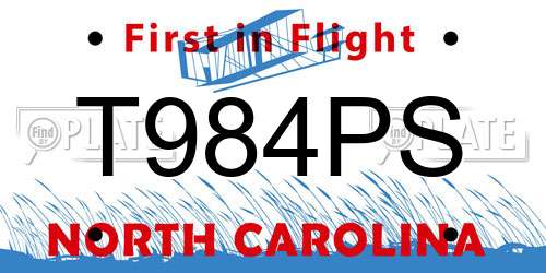 T984PS North Carolina License Plate