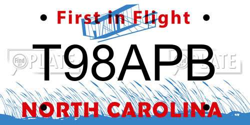 T98APB North Carolina License Plate