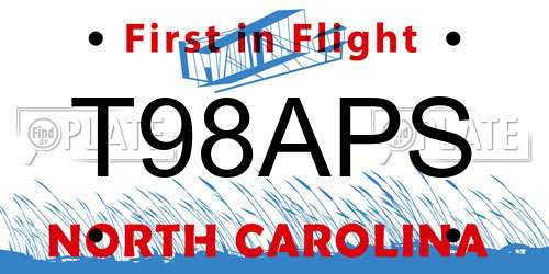 T98APS North Carolina License Plate