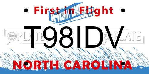 T98IDV North Carolina License Plate