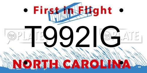 T992IG North Carolina License Plate