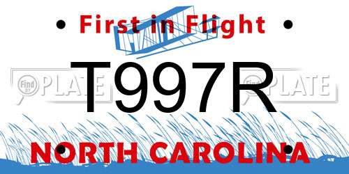 T997R North Carolina License Plate