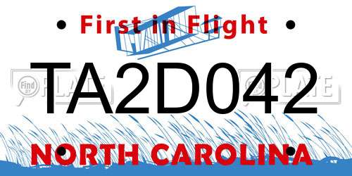 TA2D042 North Carolina License Plate
