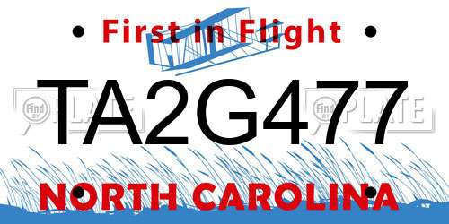 TA2G477 North Carolina License Plate
