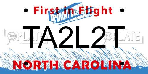 TA2L2T North Carolina License Plate