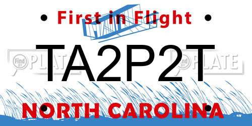 TA2P2T North Carolina License Plate