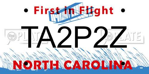 TA2P2Z North Carolina License Plate