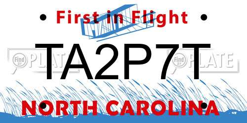 TA2P7T North Carolina License Plate